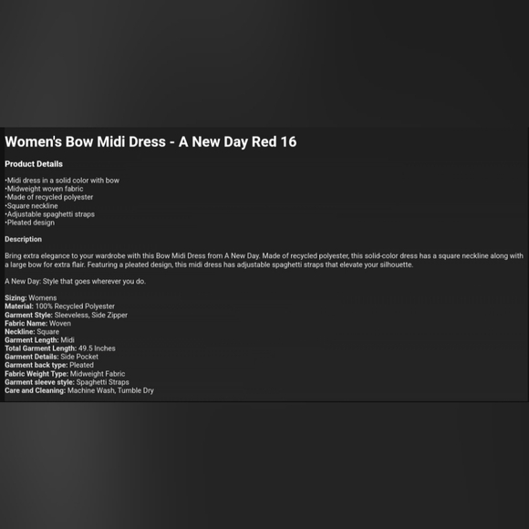 Women's Bow Midi Dress - A New Day Red 16 - Picture 9 of 9